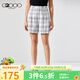 G2000女裝夏季新款格子短褲高腰直筒休閑ins韓版闊腿褲13265010 米白色/01 S /34