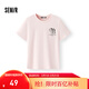 森馬（Semir）短袖T恤女夏季小狗刺繡純棉寬松衣服圖案可愛(ài)休閑女生套頭衫 粉紅A61352 L