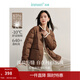 茵曼（INMAN）2025冬季女裝新款時(shí)尚兔毛領(lǐng)羽絨服立體肌理保暖面包外套 咖啡色 S