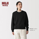 MUJI女式 緊密編織 運動(dòng)衫 女士衛衣女款女裝上衣26年春季BB2VSA6S 黑色 XL (165/92A)