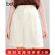 百圖betu女裝春夏新款短褲簡(jiǎn)約高腰闊腿復古百搭短褲女2403T80 米白 L