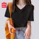 名創(chuàng)優(yōu)品（MINISO）v領(lǐng)短袖女2026新款夏季薄款寬松大碼胖mm顯瘦半袖上衣正肩抗菌t恤