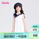 笛莎童裝女童裙子025夏季中大童學(xué)院風(fēng)海軍領(lǐng)連衣裙 本白 160