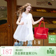 三彩2025夏季新款無(wú)袖娃娃裙圓領(lǐng)花苞裙純色連衣裙甜美M 珍珠白 S 155/80A