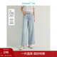 茵曼（INMAN）法式牛仔闊腿褲休閑高腰百搭小個(gè)子九分褲子 淺牛仔 26