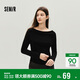 森馬（Semir）長(cháng)袖T恤女短款薄款純色設計感2025秋修身蕩領(lǐng)套頭衫107625101001