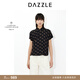 DAZZLE 地素小上衣25夏新款黑色短款新中式印花小上衣 黑色 XS