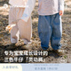 white wheat兒童26春季新款褲子男童女童休閑牛仔褲寶寶萊賽爾彎刀褲幼兒長(cháng)褲 藍色 90