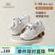 英氏（YEEHOO）童鞋兒童運動(dòng)鞋25秋新款防滑耐磨男孩跑步鞋女童學(xué)步鞋米白灰24