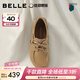 百麗（Belle）焦糖吐司復古系帶勃肯鞋女2026春新舒適低跟休閑單鞋B3040AM6預售 杏色 37