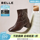 百麗（Belle）復古抓皺羊皮時(shí)裝靴女冬季新款商場(chǎng)同款方頭通勤短靴F2Q1DDZ5 咖啡色-絨里 37