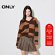 ONLY2025秋季新款潮流撞色寬松顯瘦V領(lǐng)長(cháng)袖針織衫女|125313001 E09咖啡豆色 XS