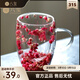 八璽網(wǎng)紅真花雙層玻璃杯高顏值情侶果汁杯咖啡杯帶把手高硼硅隔熱杯子 玫紅花 350ml 【2件95折·加厚版】網(wǎng)紅真花雙層帶把玻璃杯