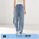 樂(lè )町全棉水洗牛仔香蕉褲2025年春季新款韓系通勤風(fēng)闊腿高腰牛仔褲 牛仔中藍（現貨） S