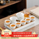 金鑲玉功夫茶具套裝 羊脂玉瓷家用陶瓷白瓷帶茶盤(pán)蓋碗旅行茶具送禮套裝 遠山描金羊脂玉瓷套裝