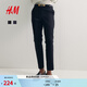 H&M女裝休閑褲春季通勤職場(chǎng)西褲彈性煙管褲錐形鉛筆長(cháng)褲0751471 黑色 42 165/80