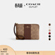 蔻馳（COACH）奧萊女士女包經(jīng)典標志老花條紋圖案角拉鏈腕包卡包手拿包 IM/棕黃色/棕色