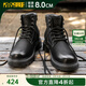 高哥增高馬丁靴男春季加絨保暖頭層牛皮工裝靴高幫厚底增高靴子 黑色【增高8cm】 0835708DAT 39