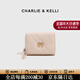 CHARLIE&KELLI CK品牌包包女款短款拉鏈三折繡花多卡位女士2026新款卡包錢(qián)包 米白色【京倉配送 限定禮盒款】