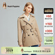 暇步士（Hush Puppies）女裝春秋季簡(jiǎn)約大氣收腰連帽風(fēng)衣外套 130卡其 L