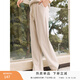 香影闊腿褲女衛褲加絨褲子秋冬季2025新款長(cháng)褲灰色高腰直筒休閑褲 米色 L