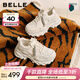 百麗（Belle）馬賽克百搭老爹鞋女2026春新商場(chǎng)款厚底增高休閑鞋F1K1DAM6預售 米白色 37 (235mm)
