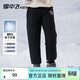 雪中飛兒童羽絨褲新款冬季男女童中大童休閑百搭加厚保暖長(cháng)褲工裝羽絨褲 黑色 140