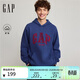 蓋璞（GAP）男女裝冬季款logo馬年元素寬松抓絨套頭連帽衛衣831492
