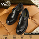 VOLO犀牛男鞋商務(wù)孟克鞋男士正裝皮鞋男高檔英倫風(fēng)軟底結婚新郎鞋 黑色 41
