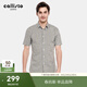 callisto卡利斯特【100%棉】夏格子短袖襯衫男休閑純棉格紋襯衣吸汗透氣 綠色 43 碼（180/104A）