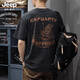 JEEP SPIRIT美式重磅短袖t恤男新款純棉重磅卡通趣味印花寬松大碼圓領(lǐng)半袖衫 黑色 L 推薦體重125-145斤
