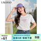 LAGOGO【新疆棉】純棉貝殼刺繡T恤女拉谷谷2025年夏季新款白短袖 本白色 M