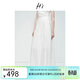 H's棉麻半身裙女25夏新款設計感抗皺挺括A字型松緊腰頭腰裙 本白 S