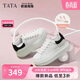 他她（TATA）奶油泡泡厚底小白鞋透氣休閑增高通勤板鞋 白/黑 37