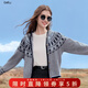 百圖（betu）女裝秋季新款針織開(kāi)衫高級感連帽提花圖案上衣外套2509T55 灰色 L