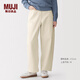 MUJI 女式 木棉混 繭形褲褲子女款長(cháng)褲彎刀褲女裝26年春季BE20KA6 原色 M (160/66A)