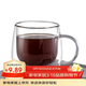 唯銘諾耐熱玻璃杯雙層帶把咖啡杯家用辦公喝水杯透明花茶杯300ml