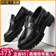 XO一腳蹬皮鞋男士【牛皮】春夏樂(lè )福鞋男厚底增高豆豆鞋商務(wù)休閑男鞋 黑色【厚底增高-牛皮】23538 39