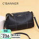 千百度（C.BANNER）頭層牛皮包包女包斜挎包中年媽媽腋下包生日禮物高級感送女友老婆