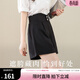 歐莎（OSA）薄款寬松黑色闊腿褲女五分短褲高腰直筒垂感休閑褲 黑色（有口袋） XS