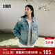森馬（Semir）森柔|牛仔外套女春季翻領(lǐng)做舊寬松落肩衣服美式夾克103125108006