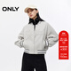 ONLY2025秋季新款休閑撞色貼布字母棒球服寬松外套女|125436007 C42蒸汽藍灰色 S
