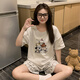貝逸芙睡衣女夏季薄款短袖純棉2026新款可愛(ài)春秋甜美家居服兩件套裝小狗 KMN-L407#三只小狗 M (推薦75-95斤)