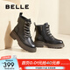 百麗（Belle）時(shí)尚百搭馬丁靴女商場(chǎng)同款休閑舒適牛皮甜酷短靴3NZ40DD4 黑色 36 (230mm)