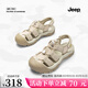 Jeep吉普運動(dòng)沙灘洞洞涼鞋女2023夏季新款百搭厚底鏤空包頭羅馬涼鞋女 淺灰色 38 (偏小一碼)