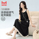 貓人（MiiOW）睡衣女士吊帶睡裙夏季薄款純棉帶胸墊大碼連衣裙家居服高級黑M