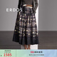 ERDOS 春夏手繪定位印花傘裙絲棉巴厘紗長(cháng)裙優(yōu)雅女半身裙 黑 M 160/68A