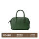 裘真【明星推薦】寬寬包植鞣牛皮休閑斜挎包手提保齡球包女 綠色