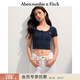 Abercrombie & Fitch【多色亨利領(lǐng)】小麋鹿圖案女裝25夏季修身短袖T恤 海軍藍(綠色小麋鹿) XS (160/84A)