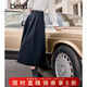 百圖betu女裝秋季新款半身裙簡(jiǎn)約高腰半身裙顯瘦赫本裙女2309T96 深寶藍 L
